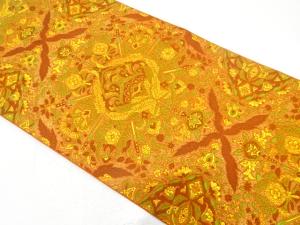 更紗模様織り出し　名古屋帯